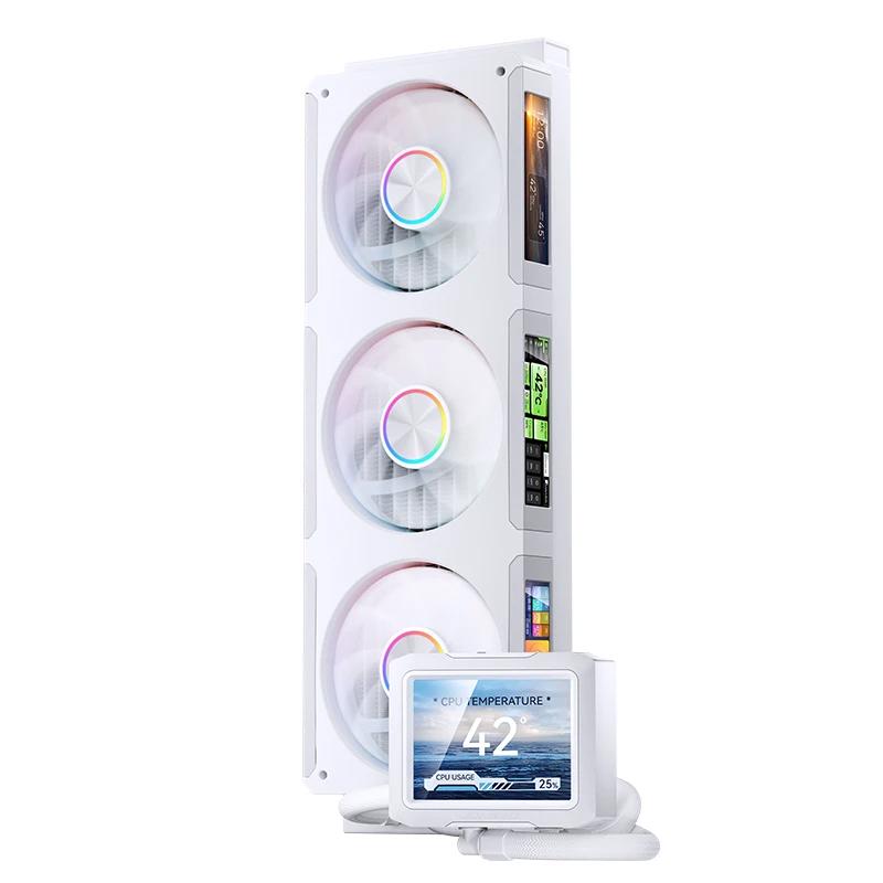 A large main feature product image of EX-DEMO Jonsbo TF3 360mm LCD AIO Liquid CPU Cooler (White)