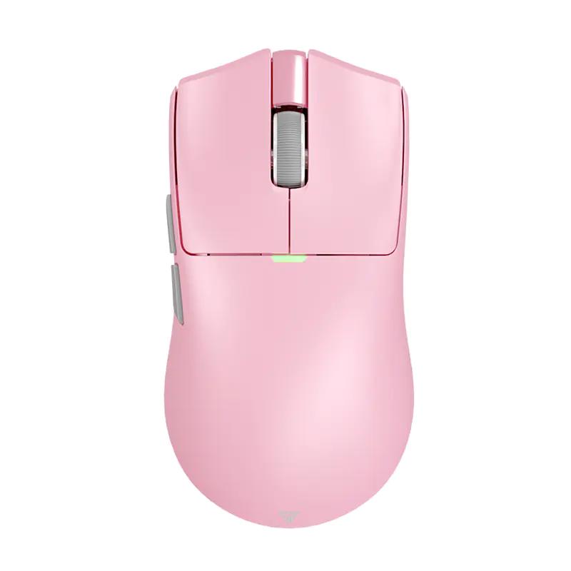 A large main feature product image of Fantech TANTO S Tri-Mode 8K Wireless Gaming Mouse with RGB Charging Dock - Pink
