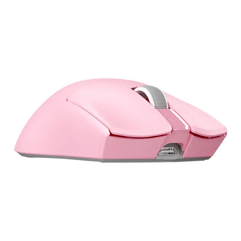 A large main feature product image of Fantech TANTO S Tri-Mode 8K Wireless Gaming Mouse with RGB Charging Dock - Pink