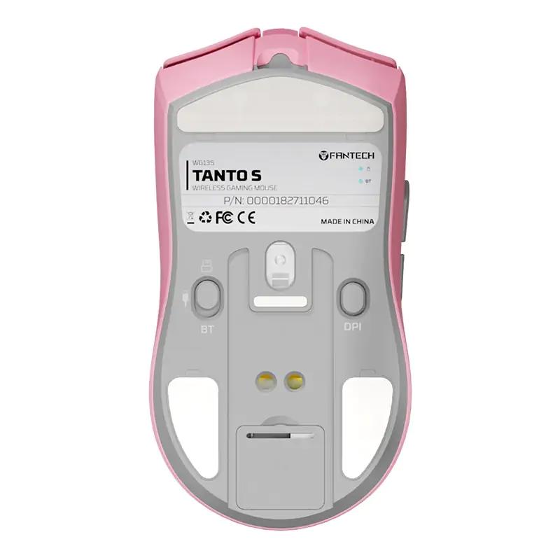 A large main feature product image of Fantech TANTO S Tri-Mode 8K Wireless Gaming Mouse with RGB Charging Dock - Pink