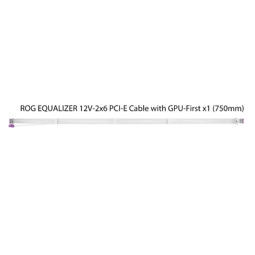 A large main feature product image of ASUS ROG Equalizer 12VHPWR Sleeved Cable - White