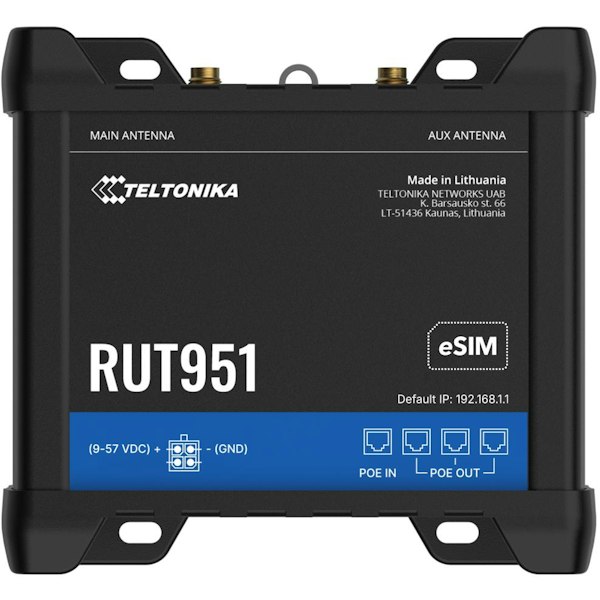 Teltonika RUT951 Industrial PoE+ Dual Sim Cellular Router