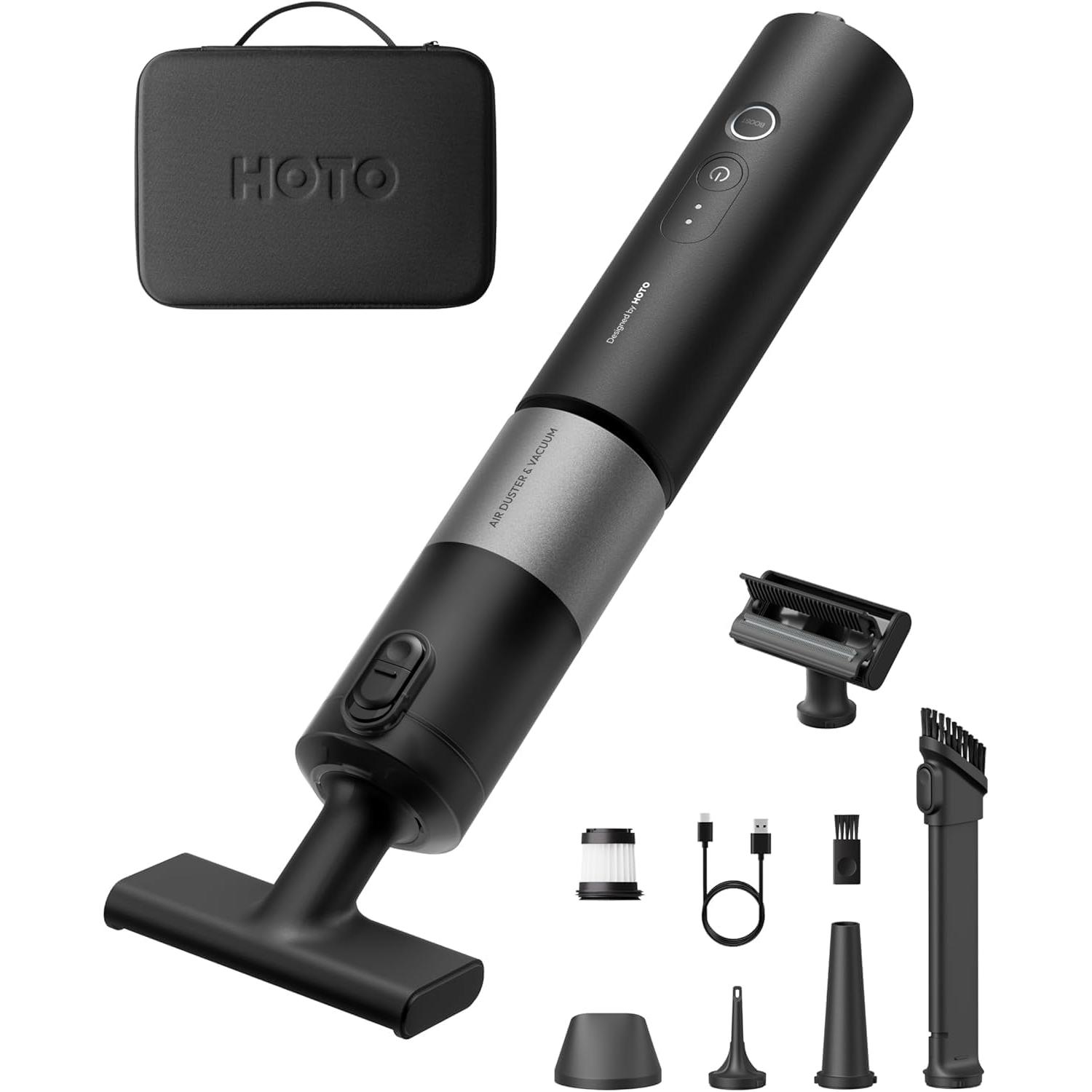 A large main feature product image of HOTO AutoCare Plus Air Duster & Vacuum with Accessory Kit