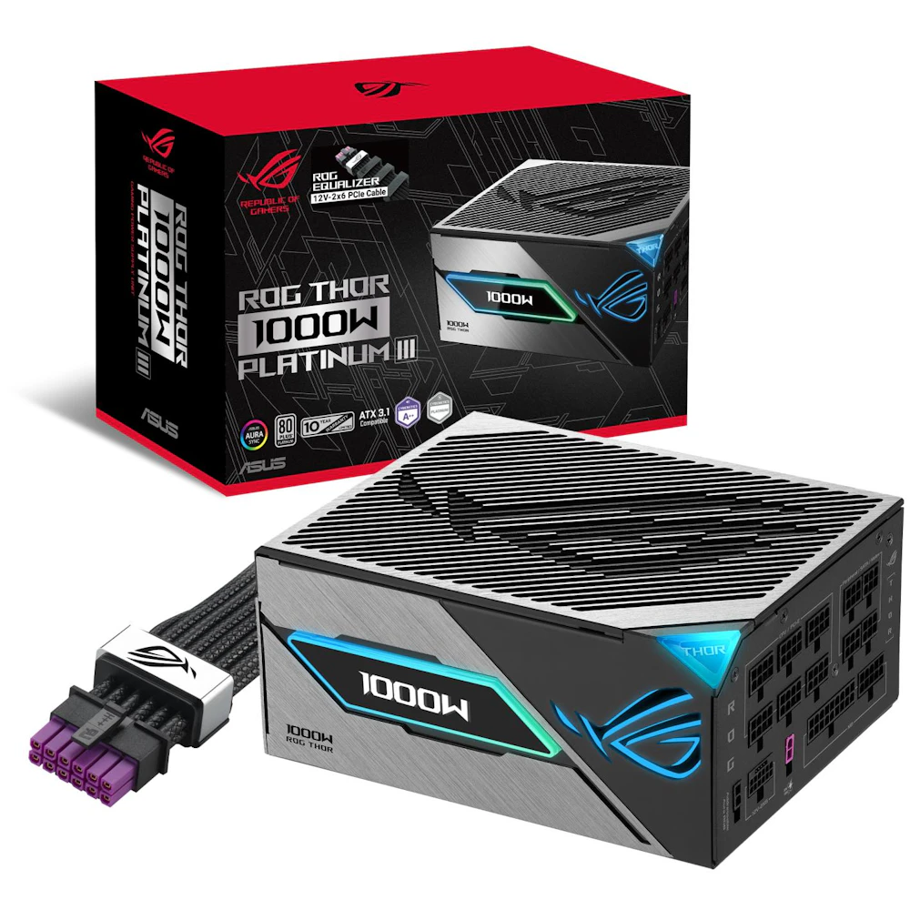 ASUS ROG THOR Gaming Evo 1000W Platinum III PCIe 5.1 Modular PSU w/ Equalizer Cable