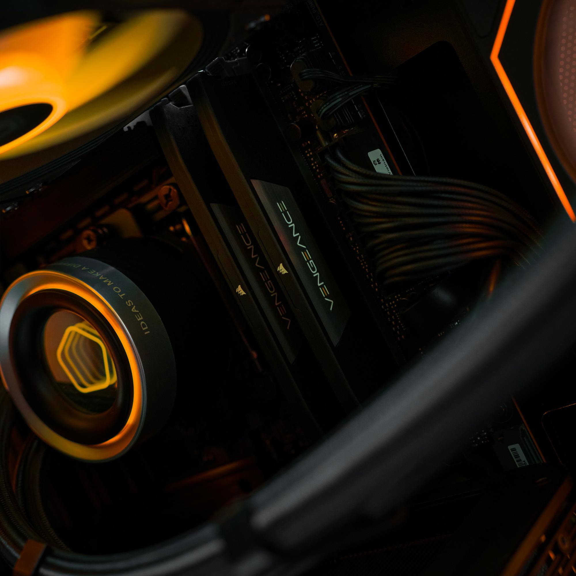 A large main feature product image of EX-DEMO PLE Pyro RTX 5060 Prebuilt Ready To Go Gaming PC