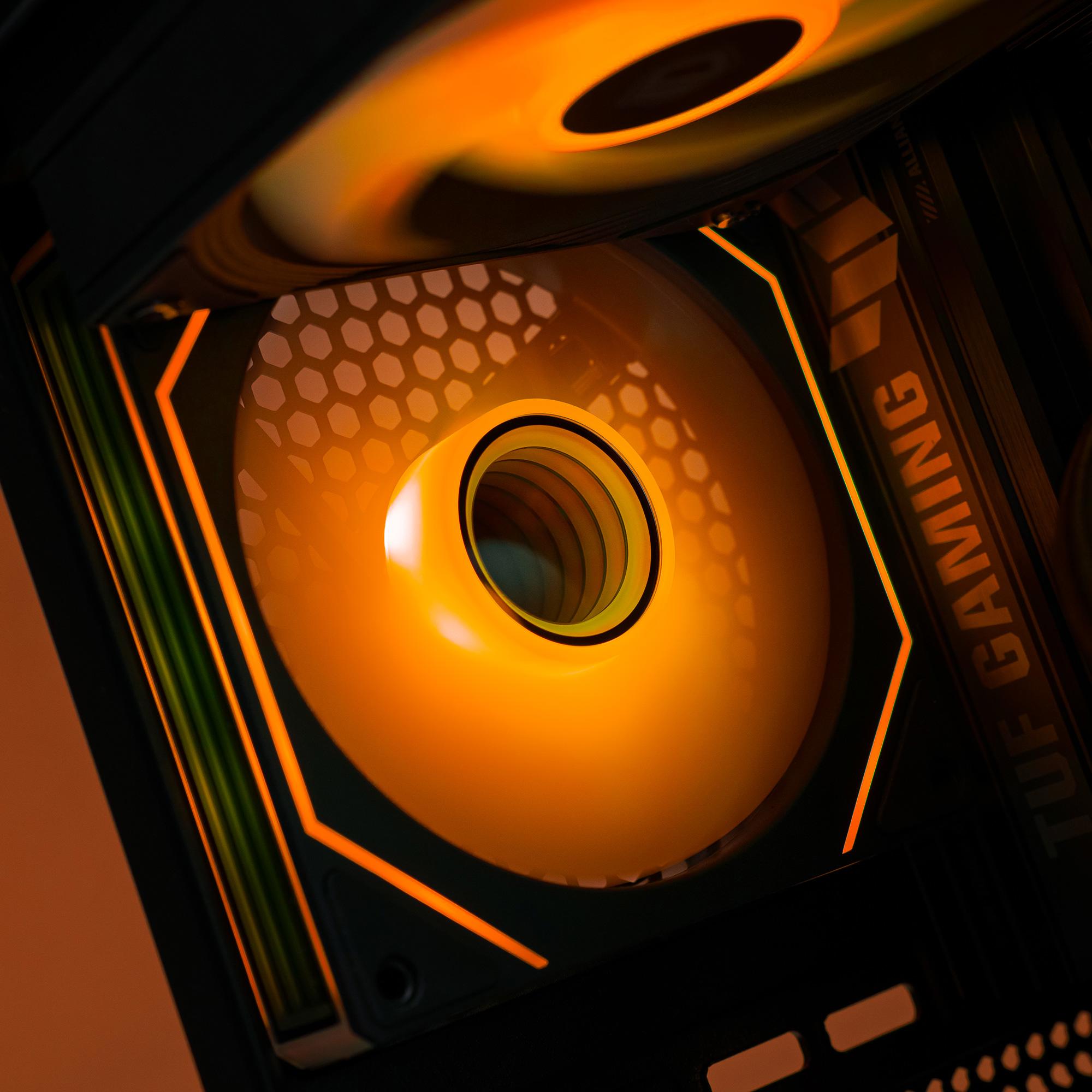 A large main feature product image of EX-DEMO PLE Pyro RTX 5060 Prebuilt Ready To Go Gaming PC