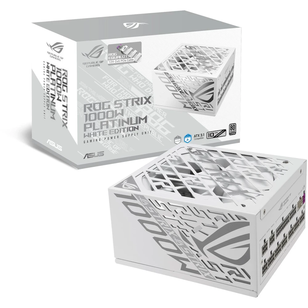 ASUS ROG Strix Gaming Evo 1000W Platinum PCIe 5.1 Modular PSU w/ Equalizer Cable - White