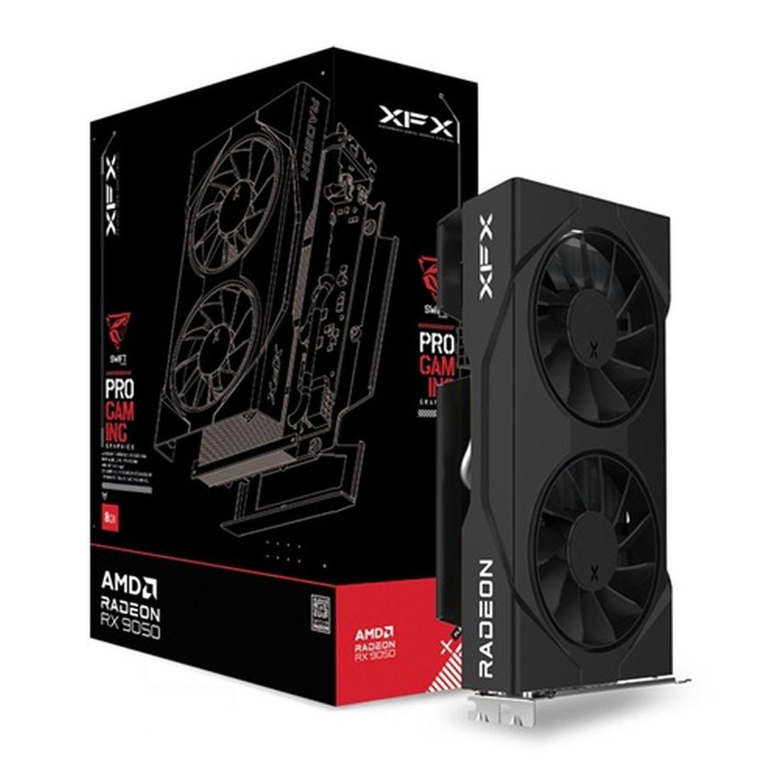 A large main feature product image of  XFX Swift Radeon RX 9050 Gaming Edition 8GB GDDR6