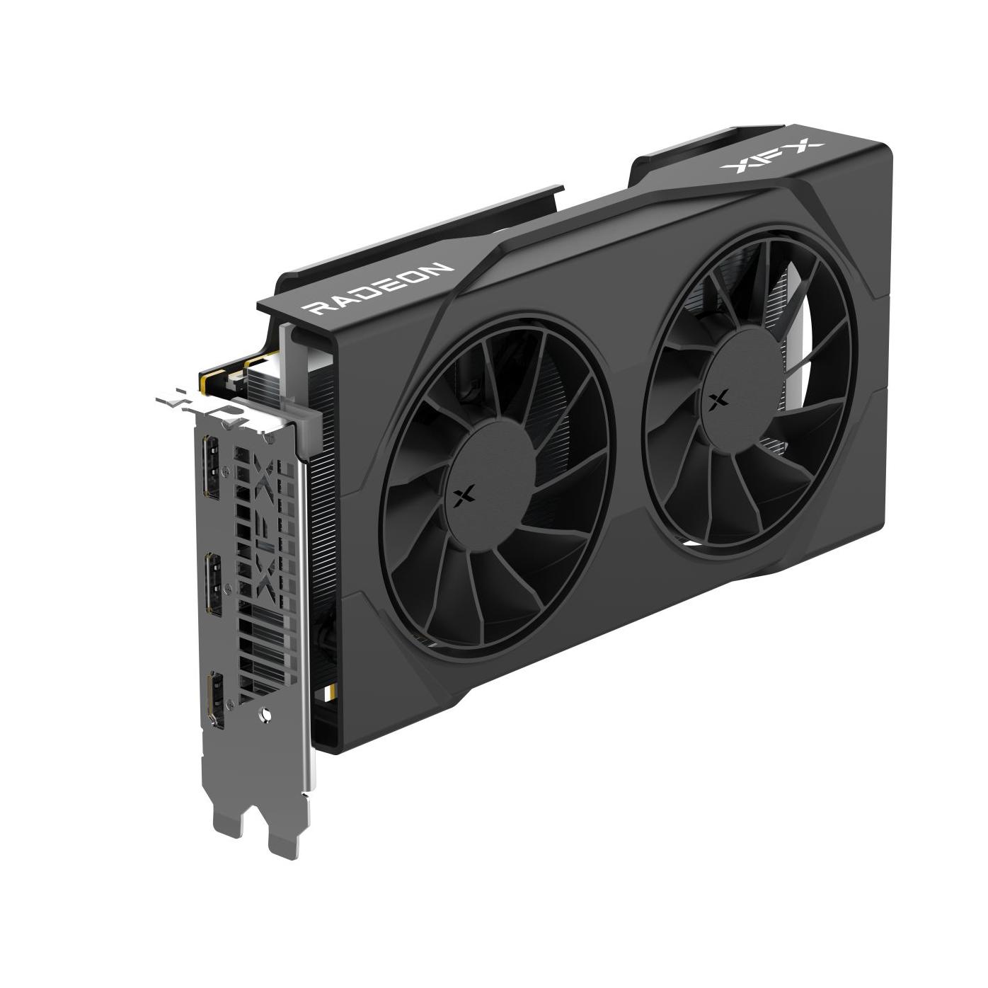 A large main feature product image of  XFX Swift Radeon RX 9050 Gaming Edition 8GB GDDR6