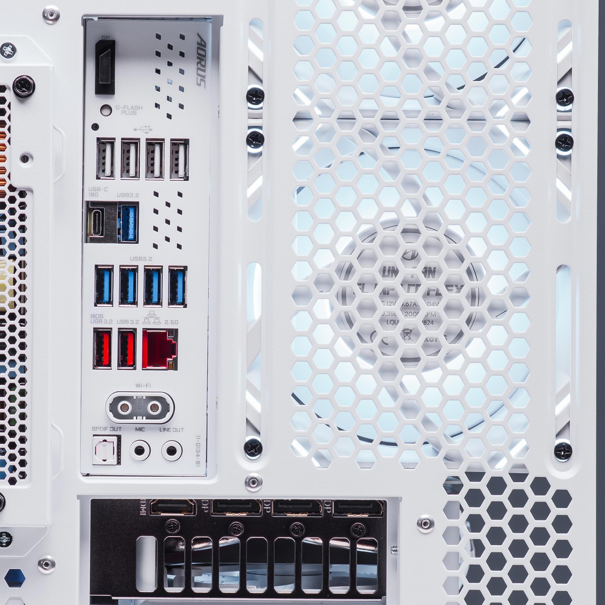A large main feature product image of PLE Vision RTX 5080 Prebuilt Ready To Go Gaming PC