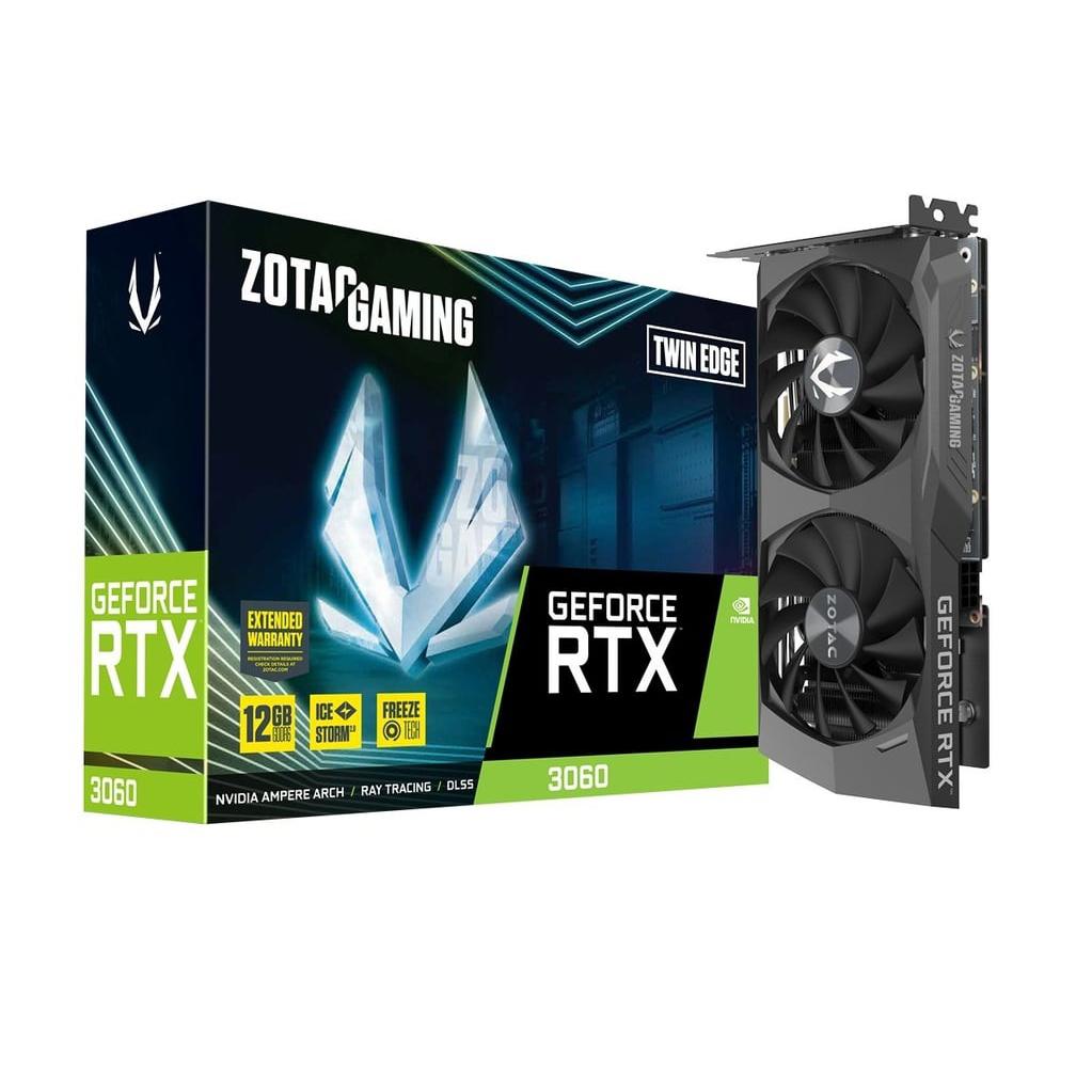 A large main feature product image of Zotac Gaming GeForce RTX 3060 Twin Edge 12GB GDDR6