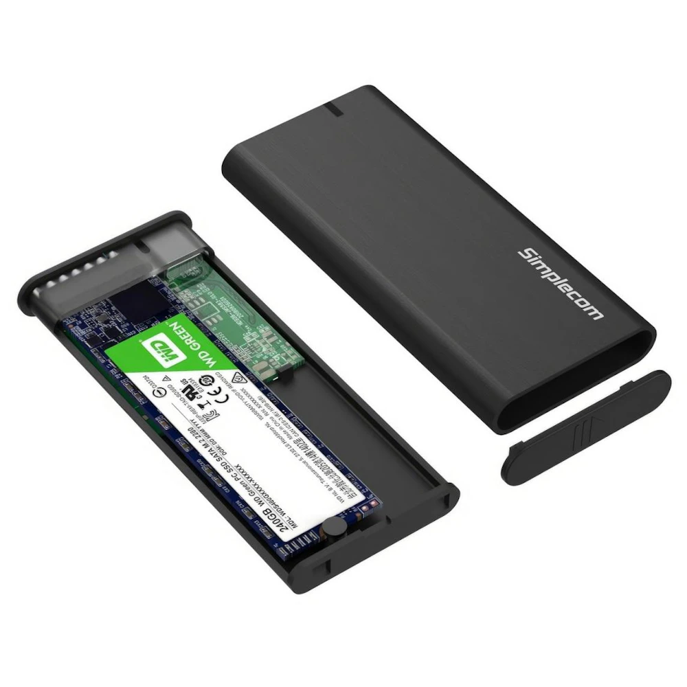 A large main feature product image of EX-DEMO Simplecom SE502C SATA M.2 SSD to USB 3.2 Gen1 Type-C Enclosure - 5Gbps
