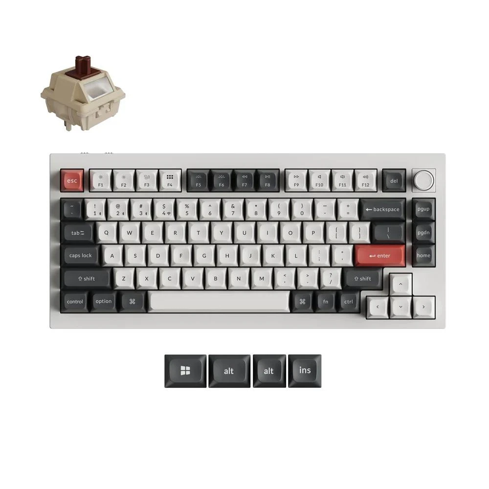 Keychron Q1 Ultra 8K Wireless Custom Mechanical Keyboard - White (Keychron Silk POM Switch - Brown)