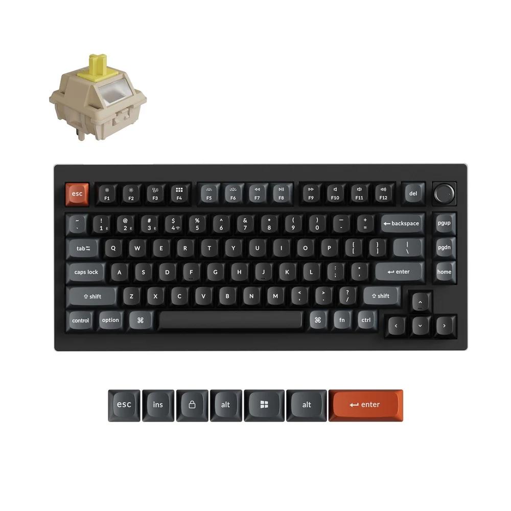 A large main feature product image of Keychron V1 Ultra 8K Wireless Custom Mechanical Keyboard - Black (Keychron Silk POM Switch - Banana)