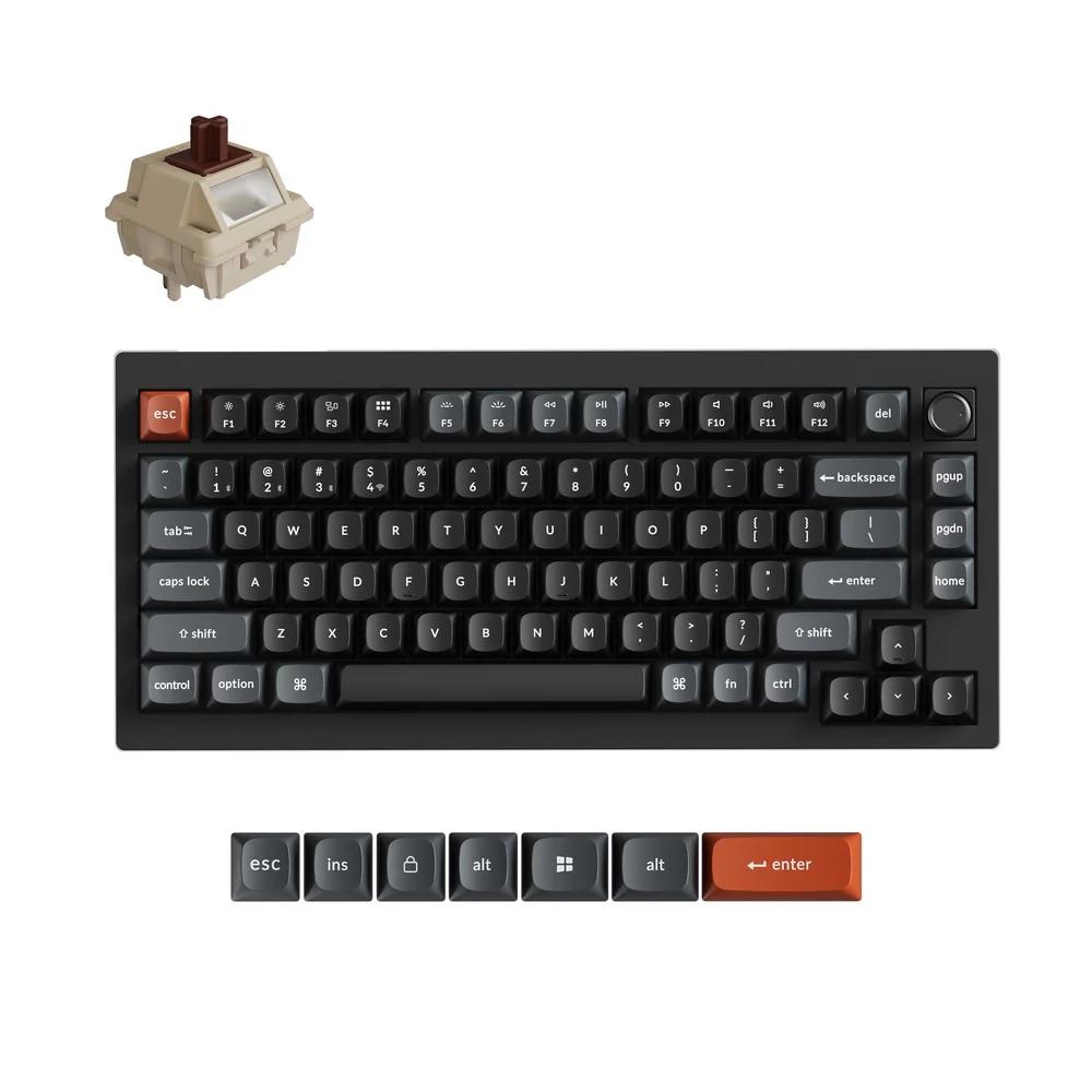 A large main feature product image of Keychron V1 Ultra 8K Wireless Custom Mechanical Keyboard - Black (Keychron Silk POM Switch - Brown)