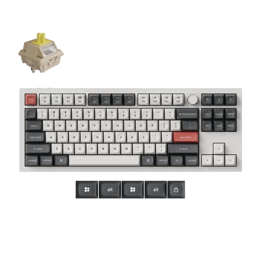 A large main feature product image of Keychron Q3 Ultra 8K Wireless Custom Mechanical Keyboard - White (Keychron Silk POM Switch - Banana)