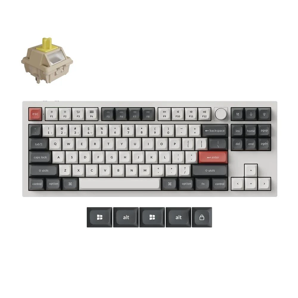 A large main feature product image of Keychron Q3 Ultra 8K Wireless Custom Mechanical Keyboard - White (Keychron Silk POM Switch - Banana)