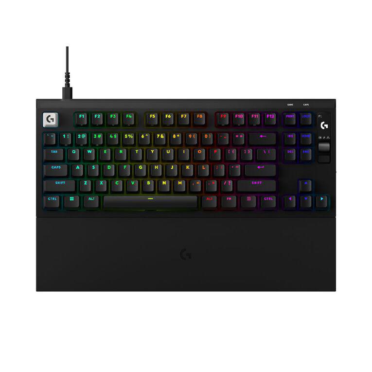 A large main feature product image of Logitech G PRO X2 Rapid 8K Wired TKL Analog Gaming Keyboard w/ OLED (Black)