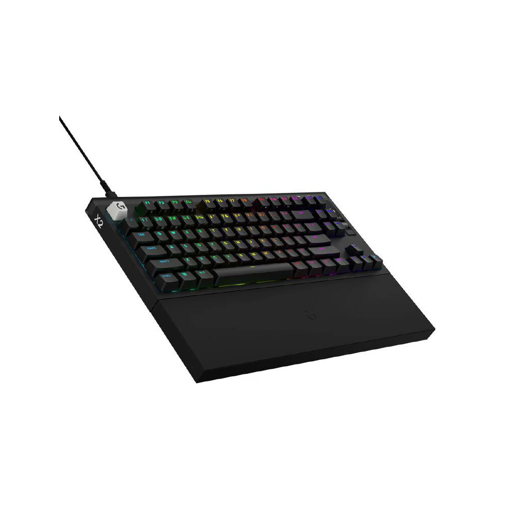A large main feature product image of Logitech G PRO X2 Rapid 8K Wired TKL Analog Gaming Keyboard w/ OLED (Black)