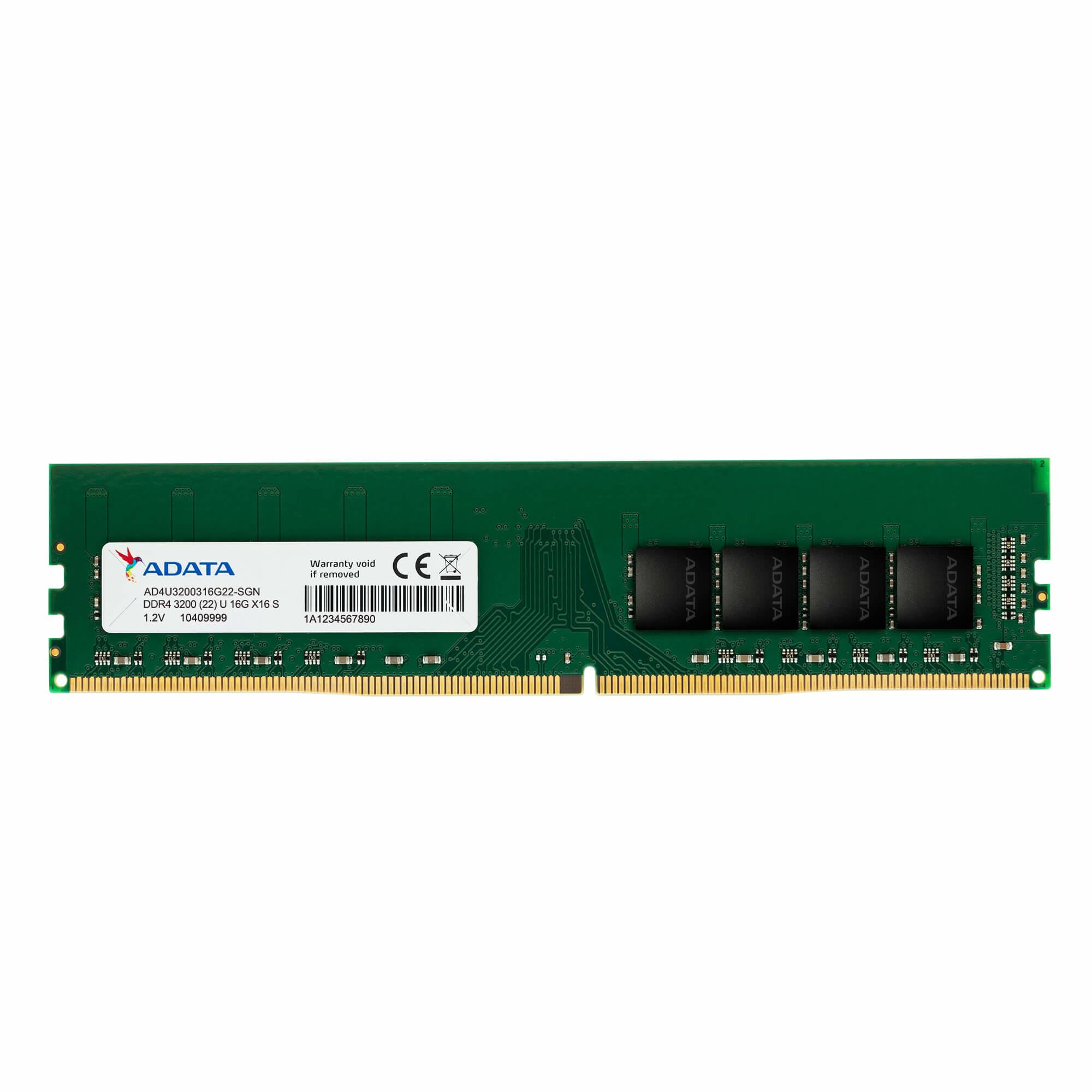 A large main feature product image of ADATA 16GB Single (1x16GB) DDR4-3200 C22