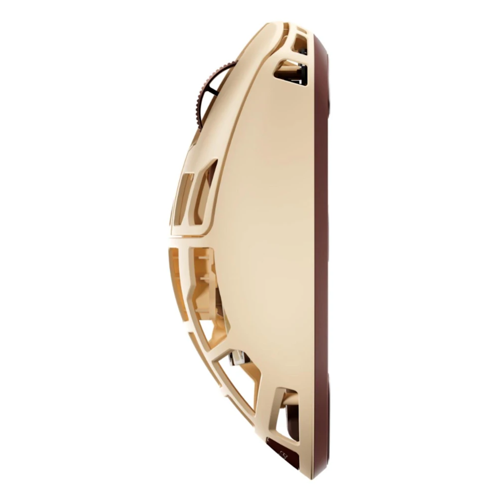 A large main feature product image of EX-DEMO Pulsar x Noctua Feinmann F01 - 73g Lightweight 8K Wireless Fan-Cooled Gaming Mouse (Noctua Edition)