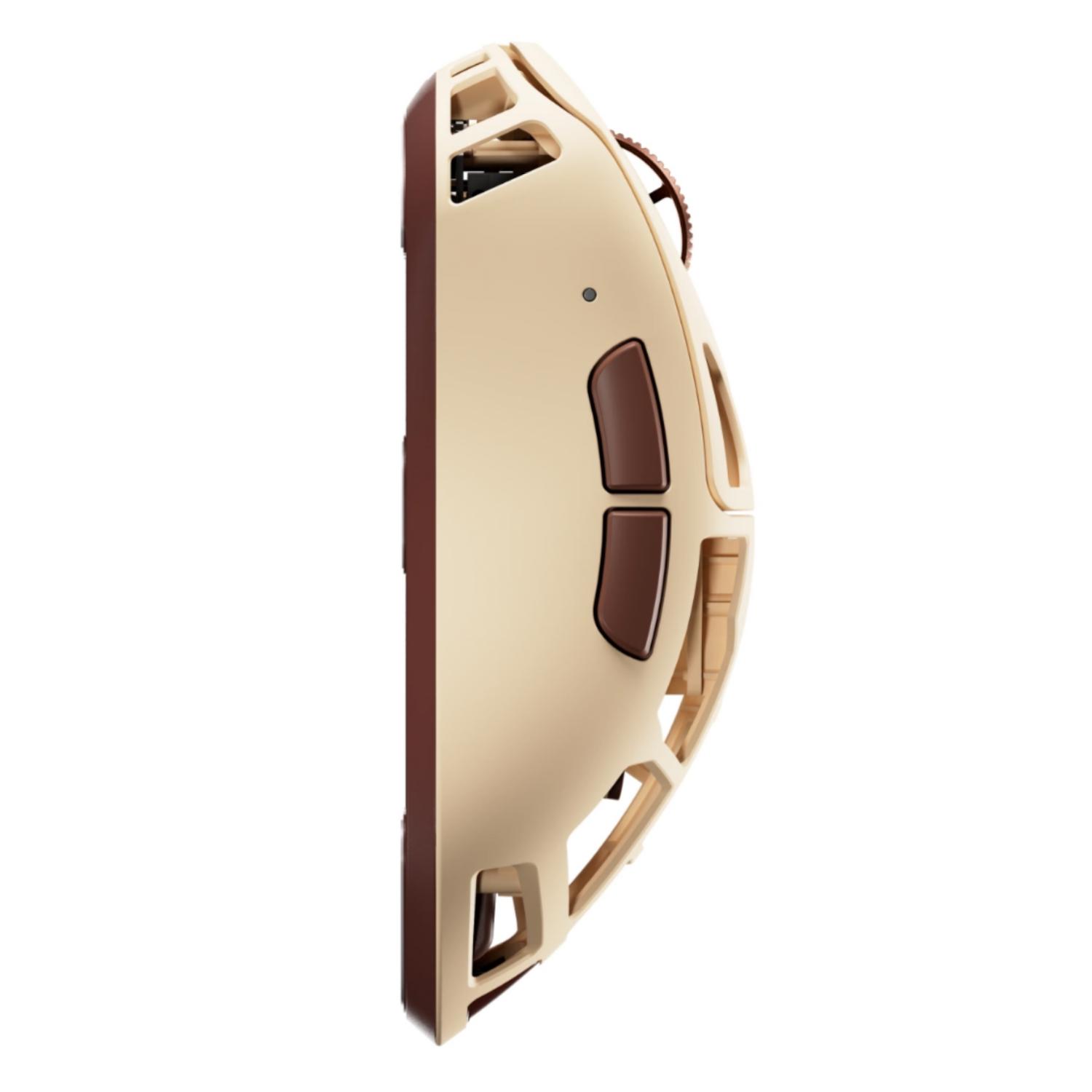 A large main feature product image of EX-DEMO Pulsar x Noctua Feinmann F01 - 73g Lightweight 8K Wireless Fan-Cooled Gaming Mouse (Noctua Edition)
