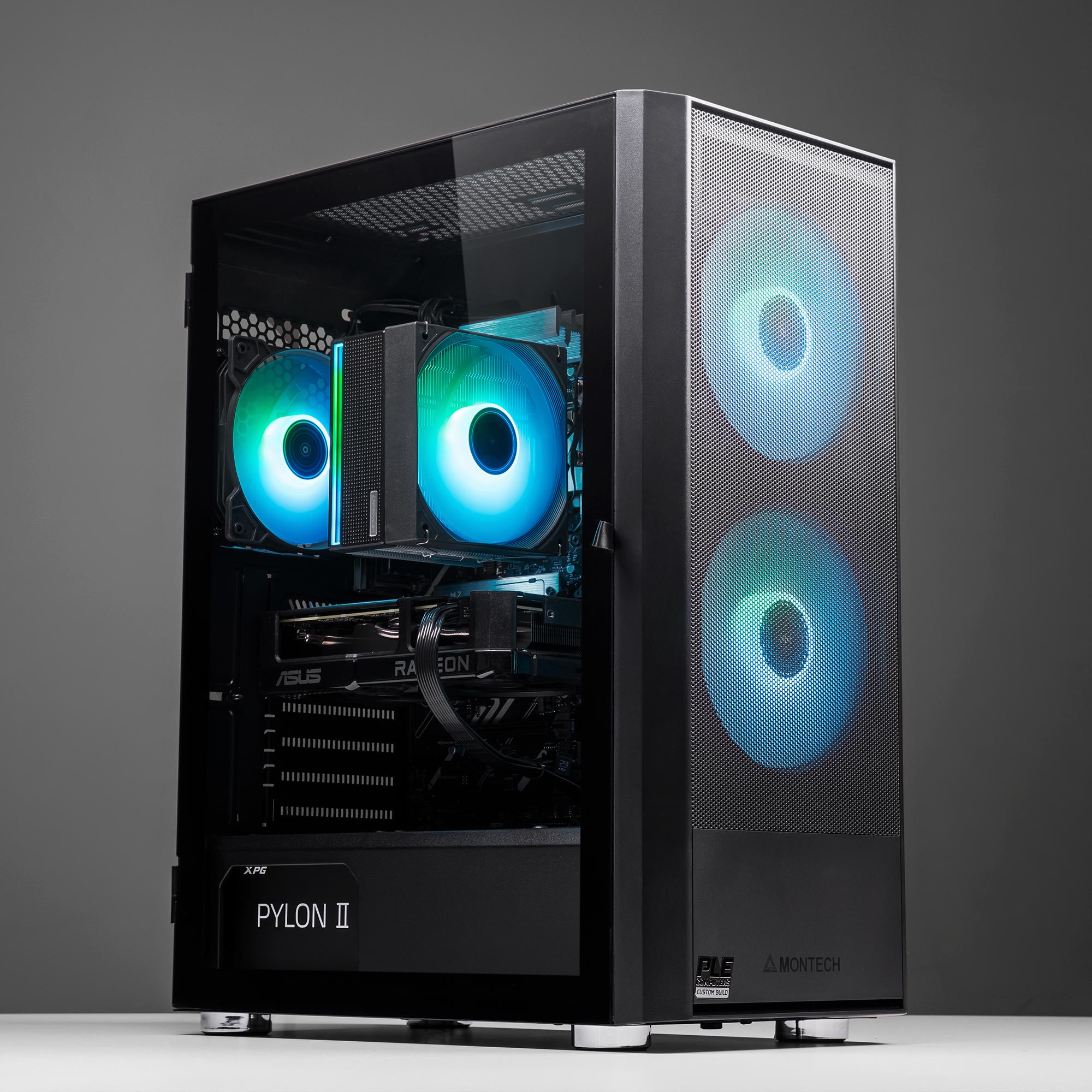 A large main feature product image of PLE Tide RX 9060 XT Prebuilt Ready To Go Gaming PC