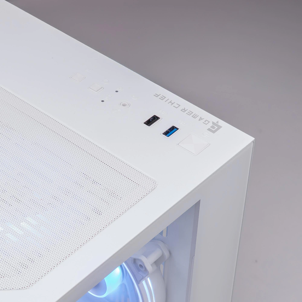 A large main feature product image of PLE Polar RX 9060 XT Prebuilt Ready To Go Gaming PC