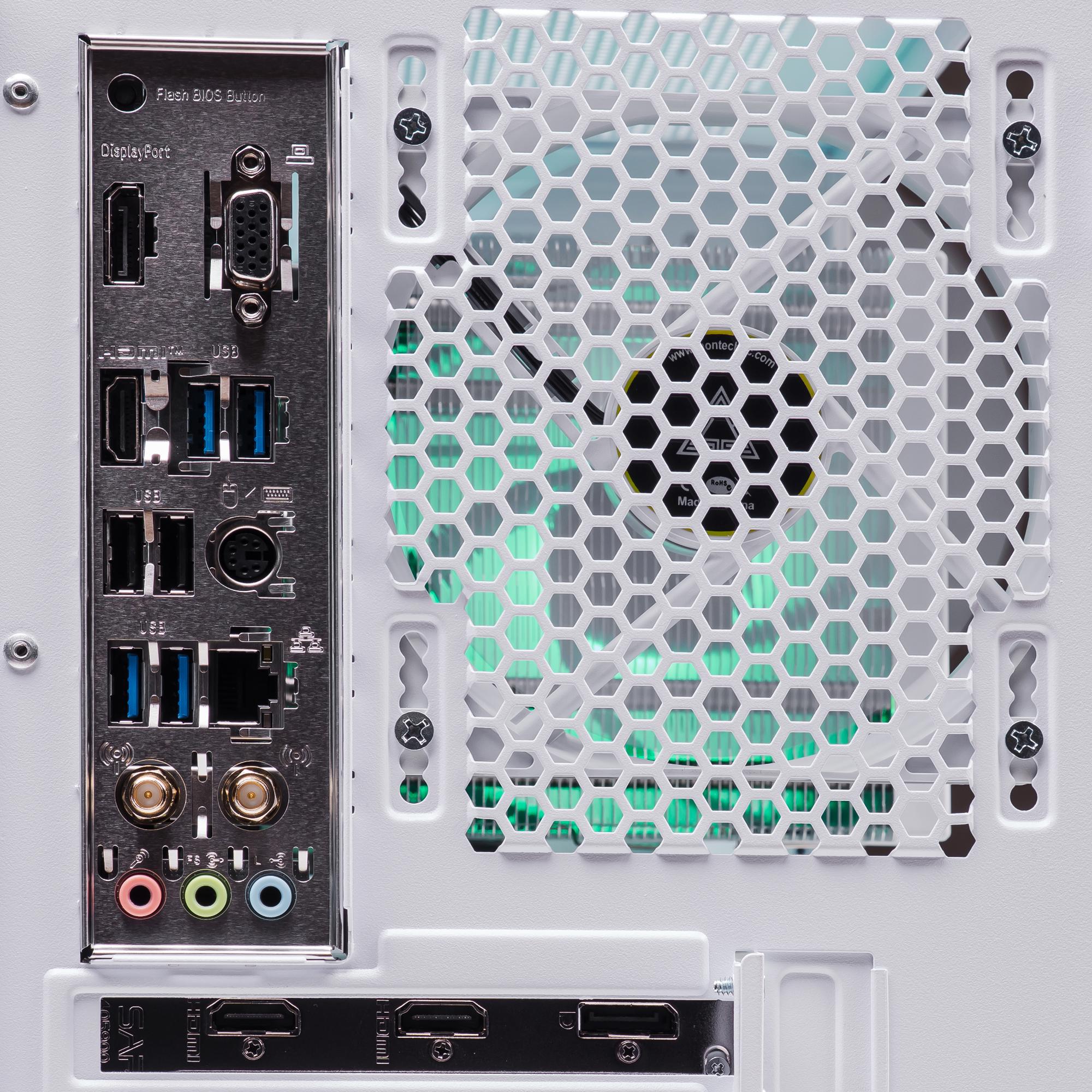 A large main feature product image of PLE Aura RX 9060 XT Prebuilt Ready To Go Gaming PC