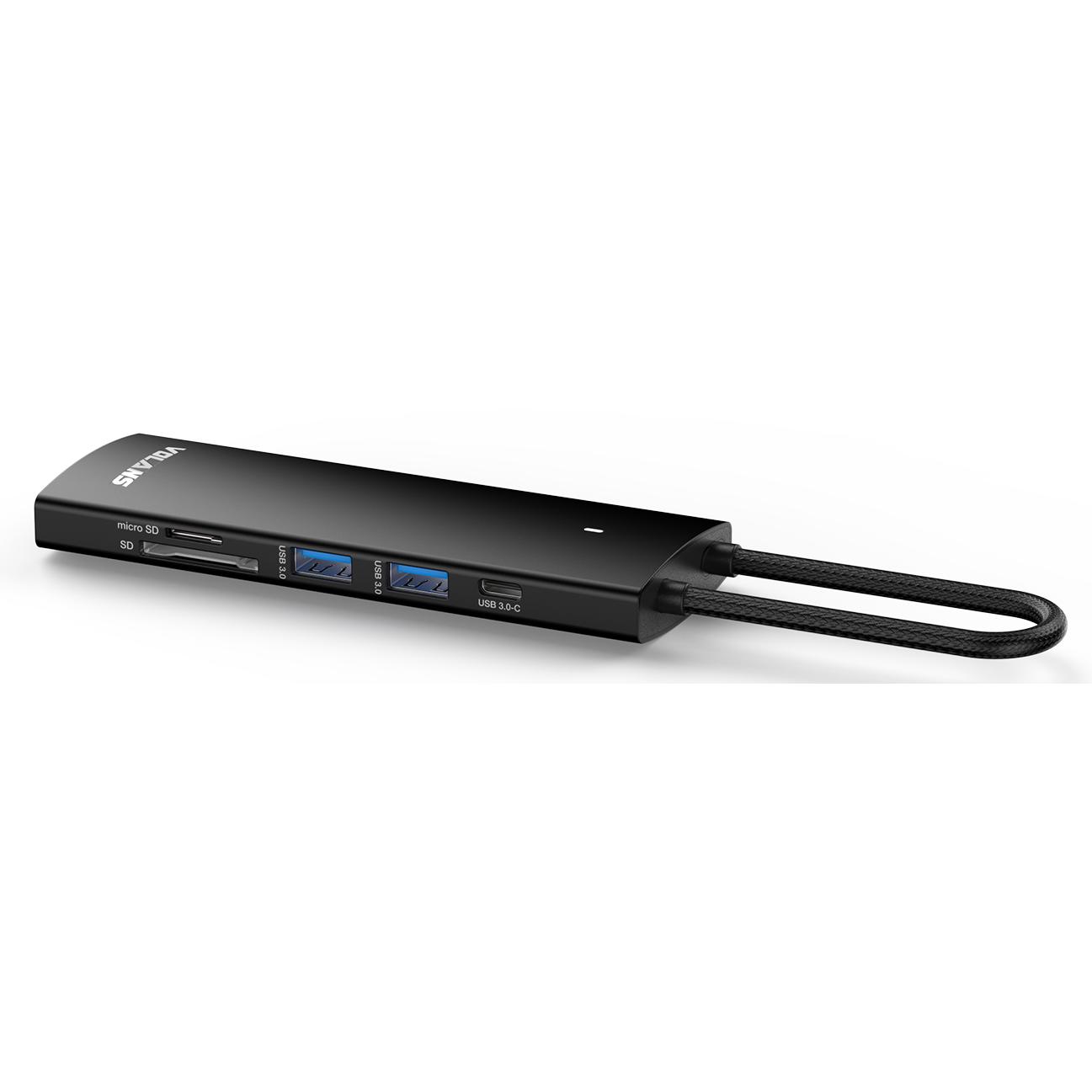 A large main feature product image of VOLANS Aluminium 9-in-1 USB-C Hub with 100w PD