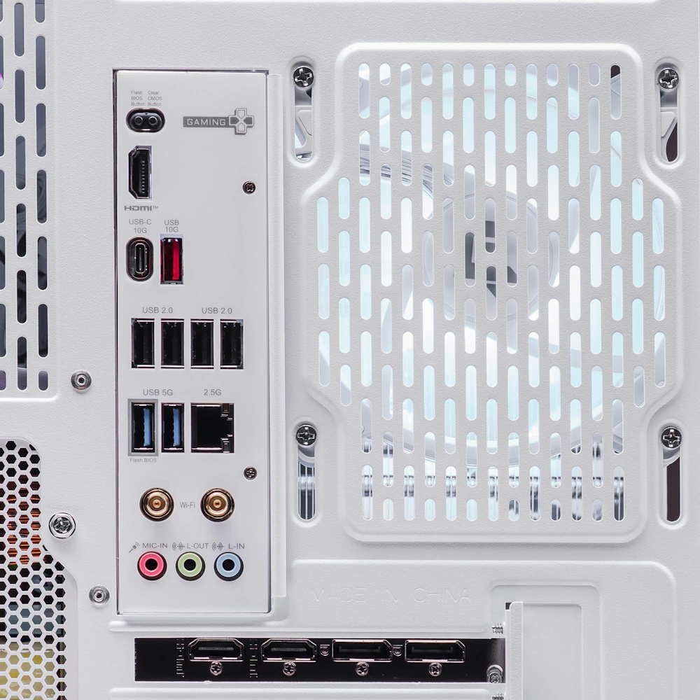 A large main feature product image of PLE Wisp RX 9070 XT Prebuilt Ready To Go Gaming PC