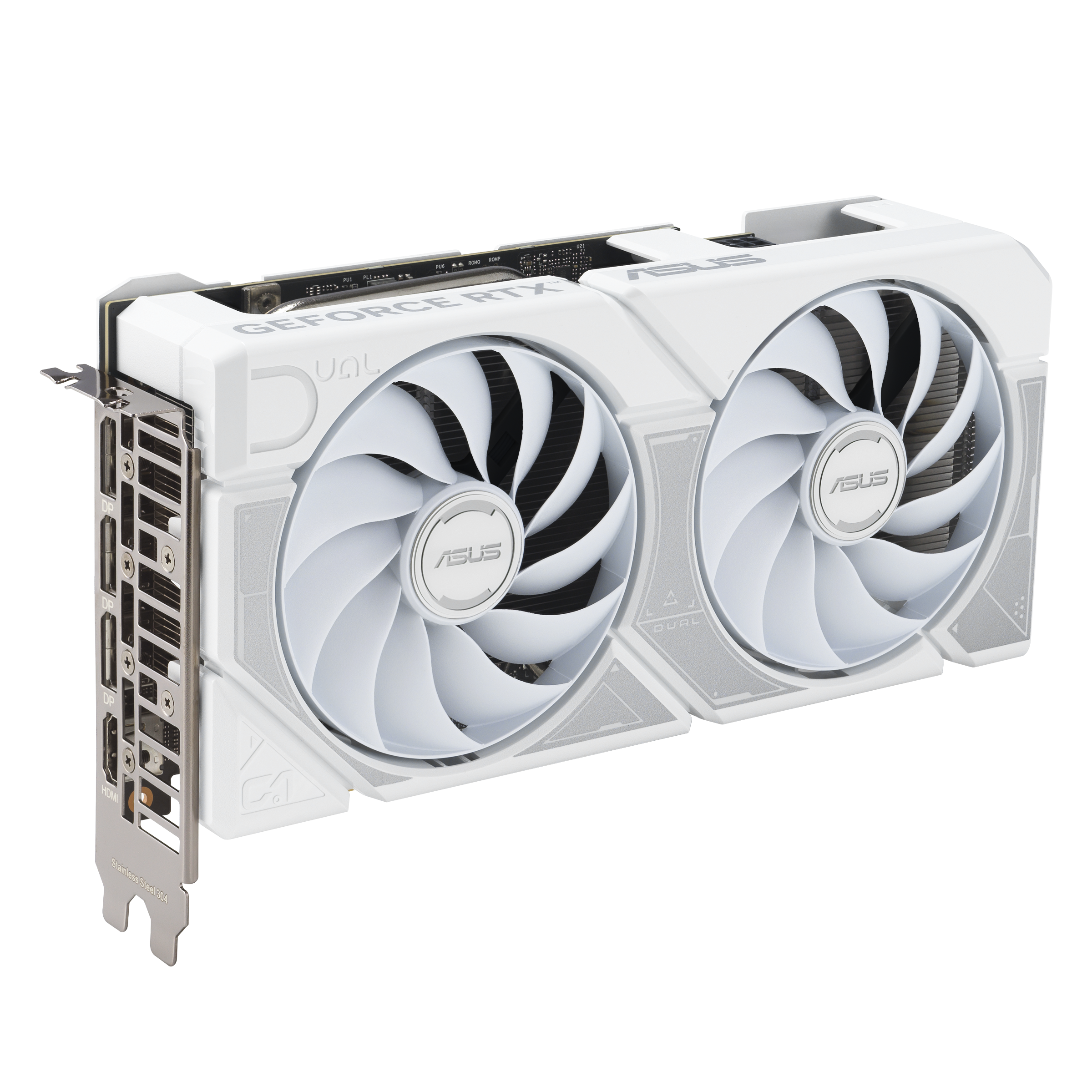 A large main feature product image of ASUS GeForce RTX 5060 Ti Dual 8GB GDDR7 - White