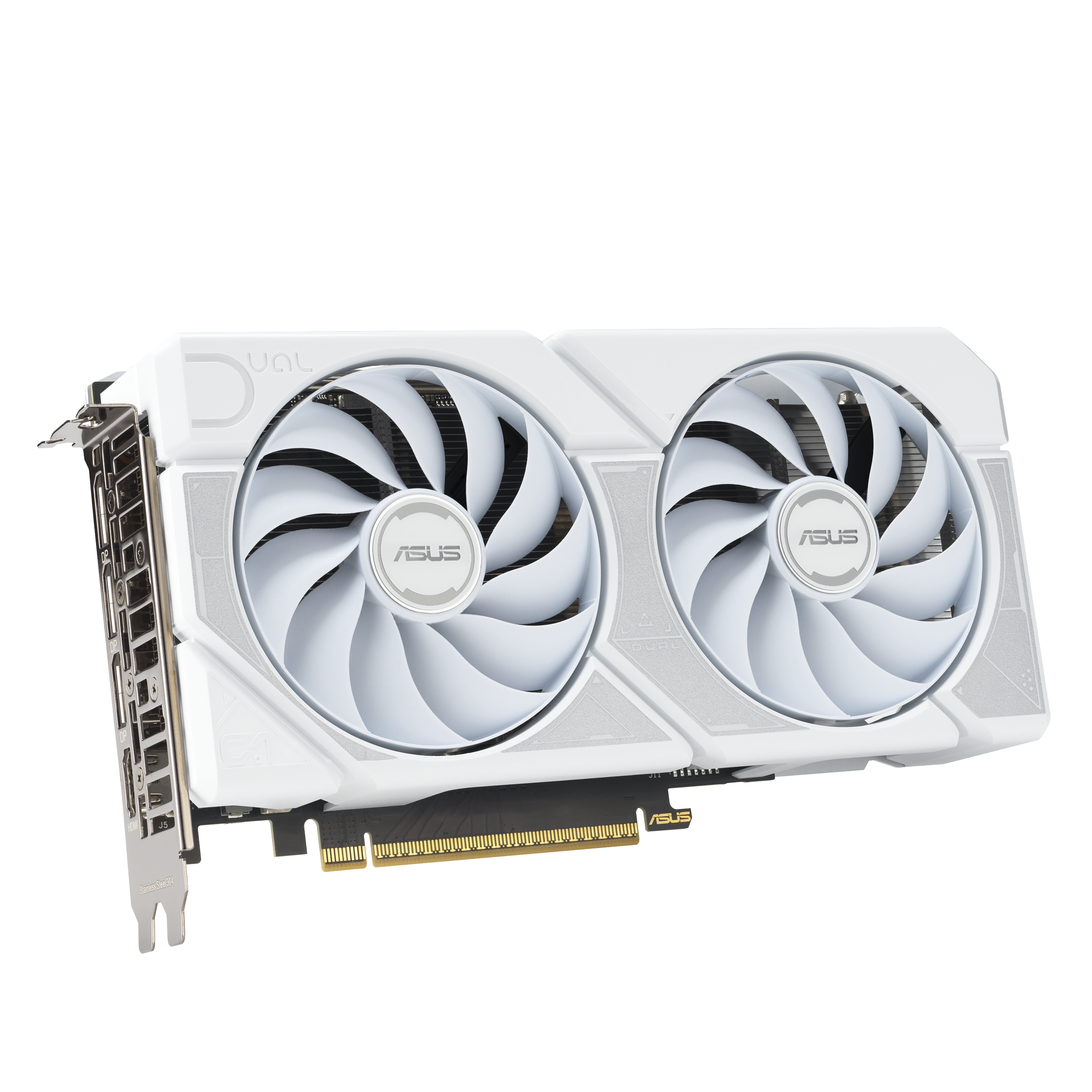 A large main feature product image of ASUS GeForce RTX 5060 Ti Dual 8GB GDDR7 - White