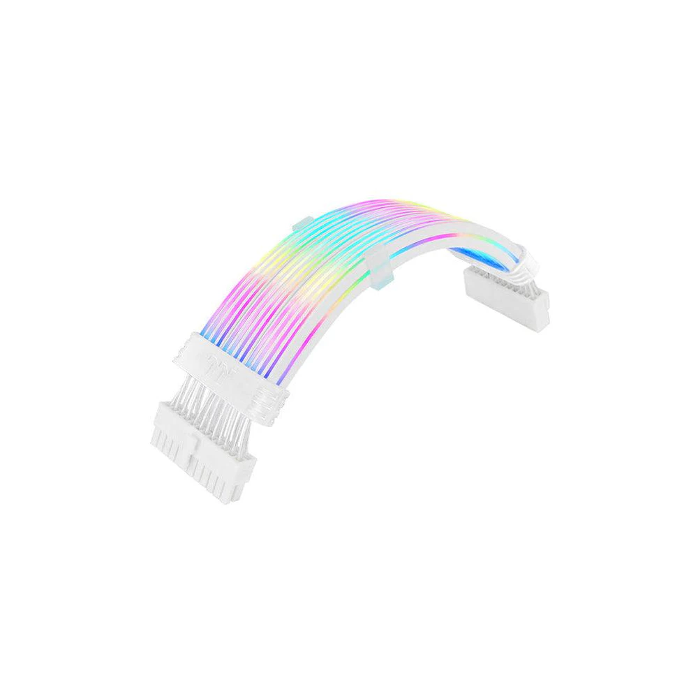 A large main feature product image of Thermaltake Tt Mod 24 Pin ARGB Illuminated Extension Cable - Snow