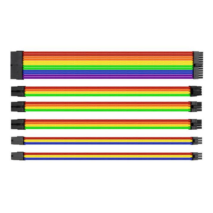 A large main feature product image of Thermaltake TtMod Sleeved PSU Extension Cable Set - Rainbow