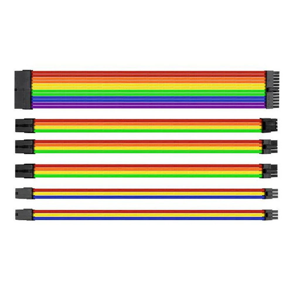 Thermaltake TtMod Sleeved PSU Extension Cable Set - Rainbow