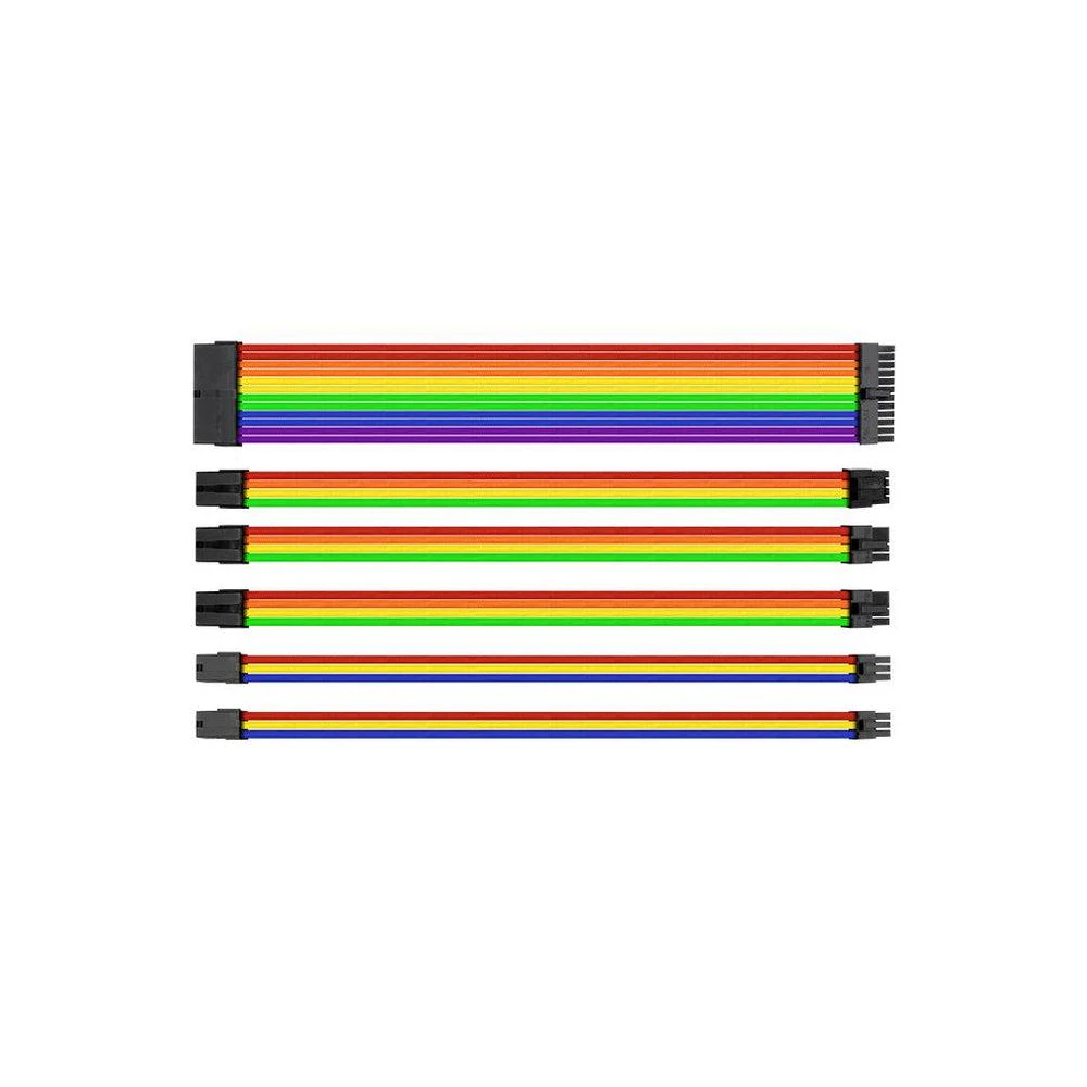 A large main feature product image of Thermaltake TtMod Sleeved PSU Extension Cable Set - Rainbow