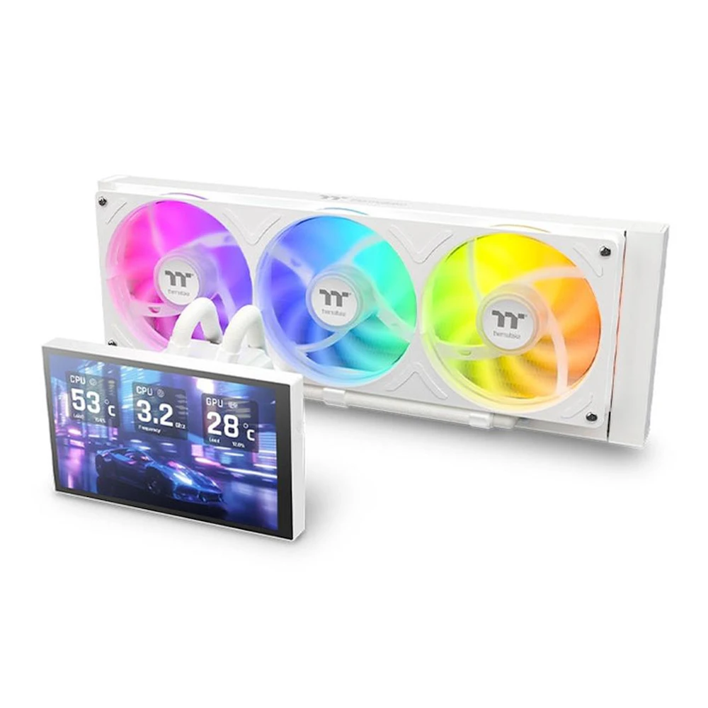 Thermaltake ST360 Ultra ARGB 360mm AIO CPU Cooler with 7" LCD - White