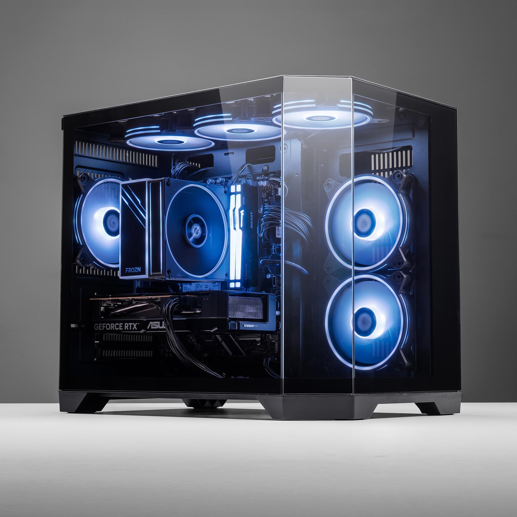 A large main feature product image of PLE Carbon RTX 5060 Prebuilt Ready To Go Gaming PC