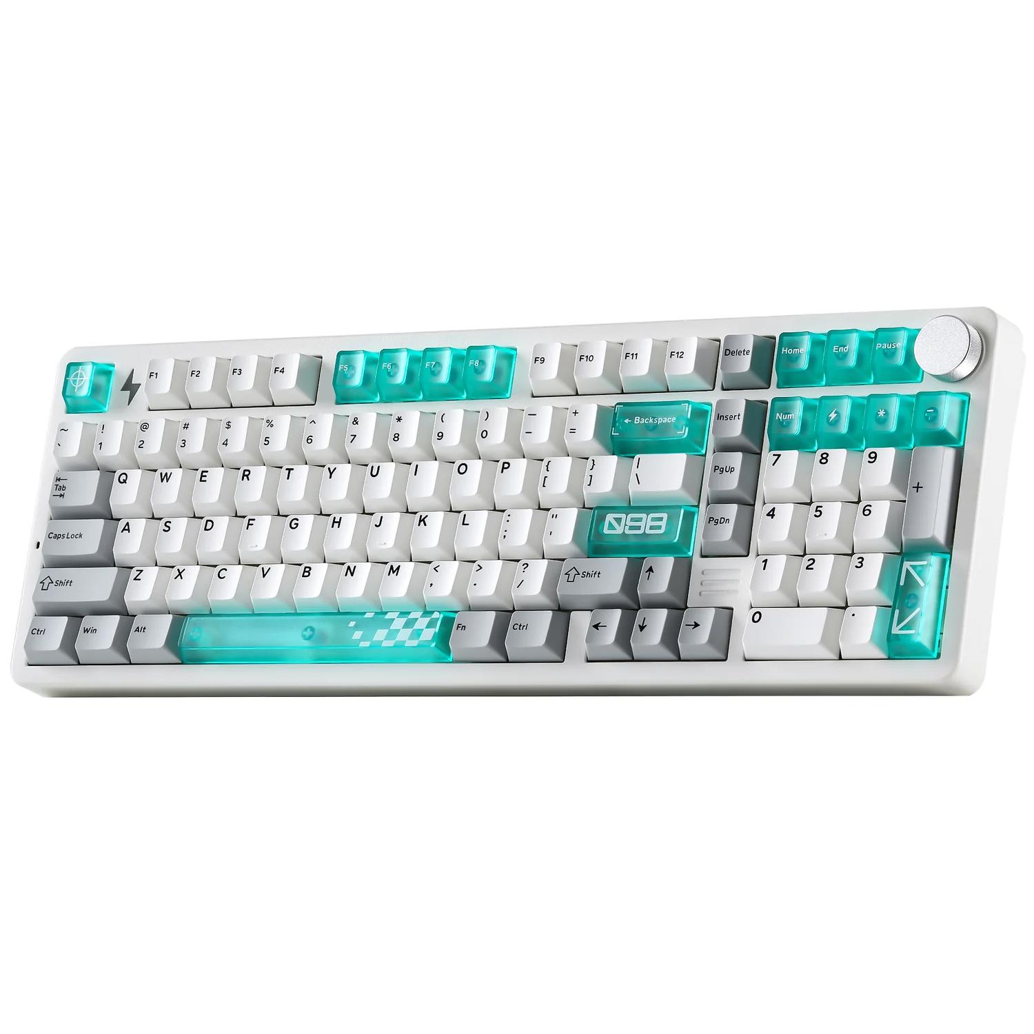 A large main feature product image of YUNZII AL98 PRO Dual-8K Wireless Aluminum Mechanical Keyboard - White (Cocoa Cream V2 Switch)