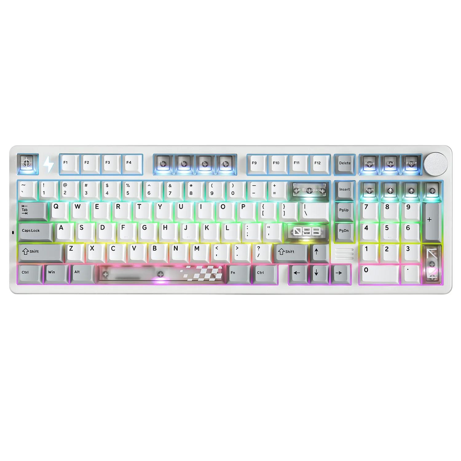 A large main feature product image of YUNZII AL98 PRO Dual-8K Wireless Aluminum Mechanical Keyboard - White (Cocoa Cream V2 Switch)