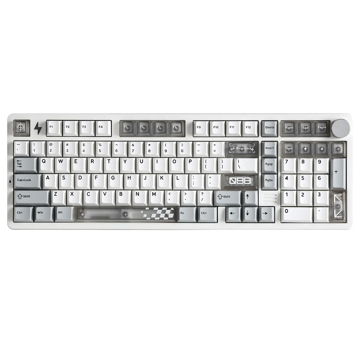 A large main feature product image of YUNZII AL98 PRO Dual-8K Wireless Aluminum Mechanical Keyboard - White (Cocoa Cream V2 Switch)