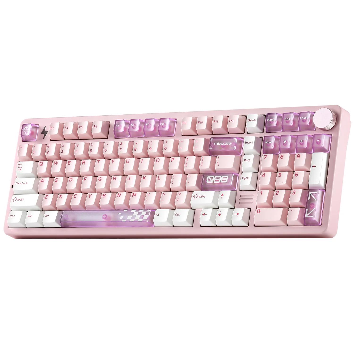 A large main feature product image of YUNZII AL98 PRO Dual-8K Wireless Aluminum Mechanical Keyboard - Pink (Cocoa Cream V2 Switch)