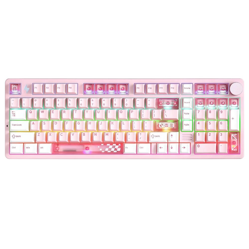 YUNZII AL98 PRO Dual-8K Wireless Aluminum Mechanical Keyboard - Pink (Cocoa Cream V2 Switch)