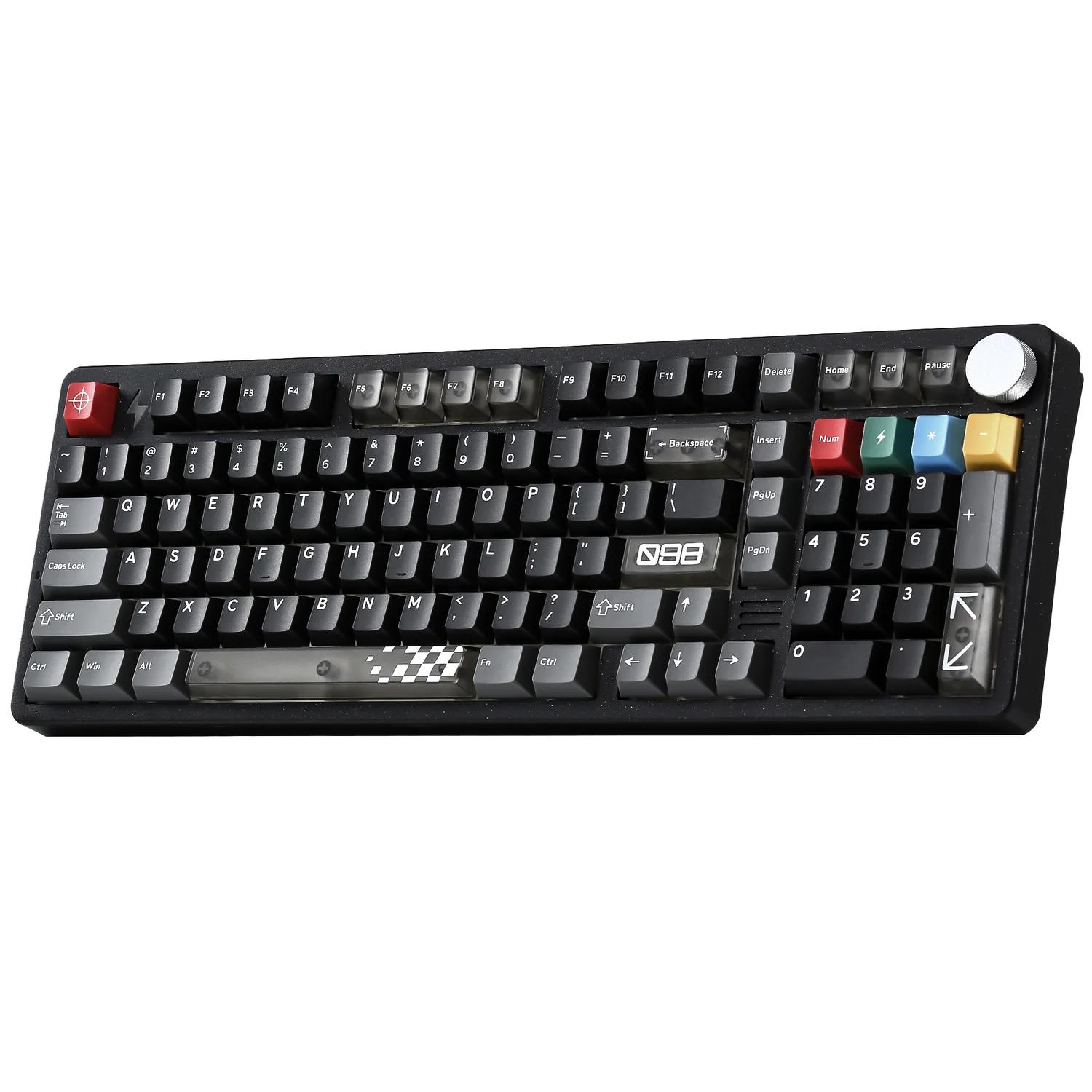 A large main feature product image of YUNZII AL98 PRO Dual-8K Wireless Aluminum Mechanical Keyboard - Black (Cocoa Cream V2 Switch)