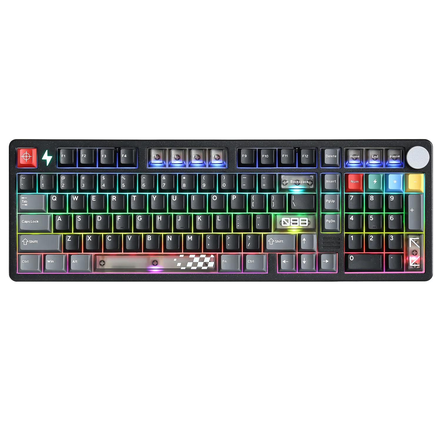 A large main feature product image of YUNZII AL98 PRO Dual-8K Wireless Aluminum Mechanical Keyboard - Black (Cocoa Cream V2 Switch)
