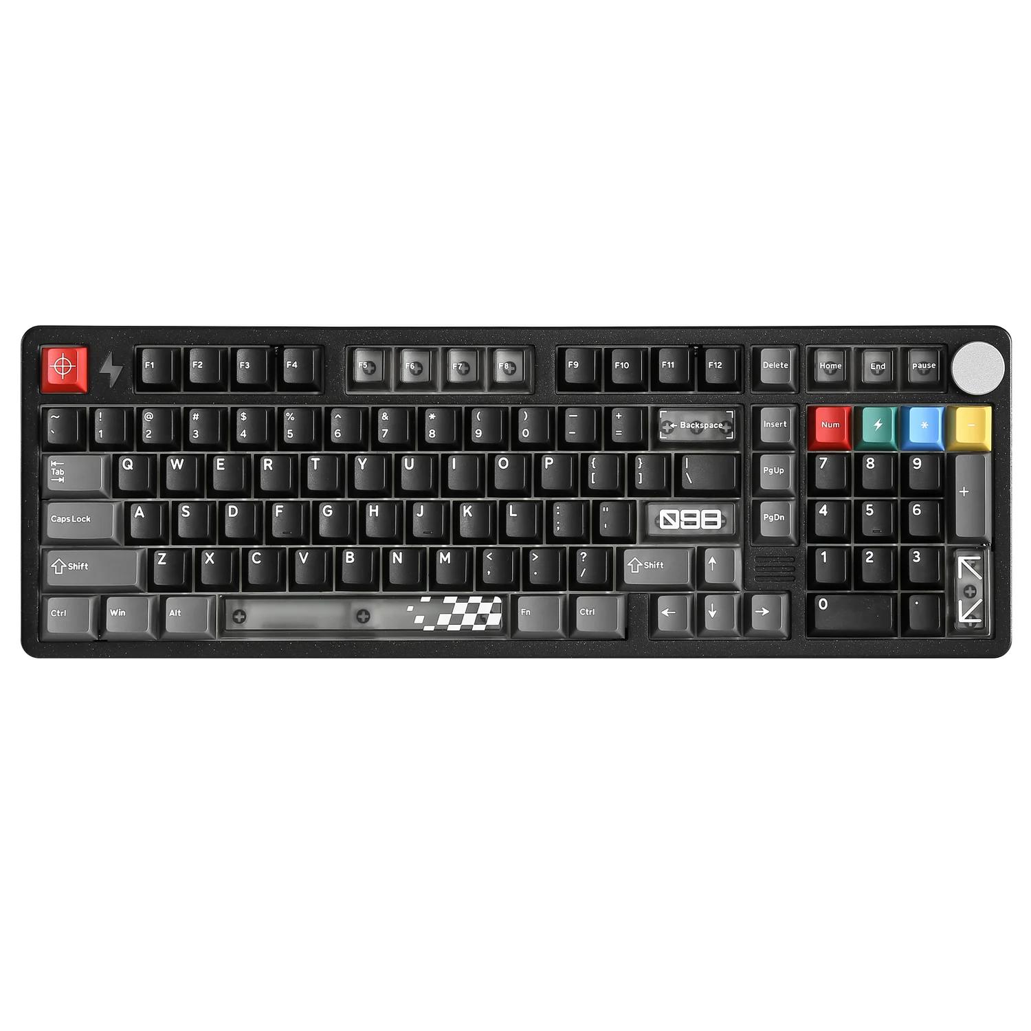 A large main feature product image of YUNZII AL98 PRO Dual-8K Wireless Aluminum Mechanical Keyboard - Black (Cocoa Cream V2 Switch)