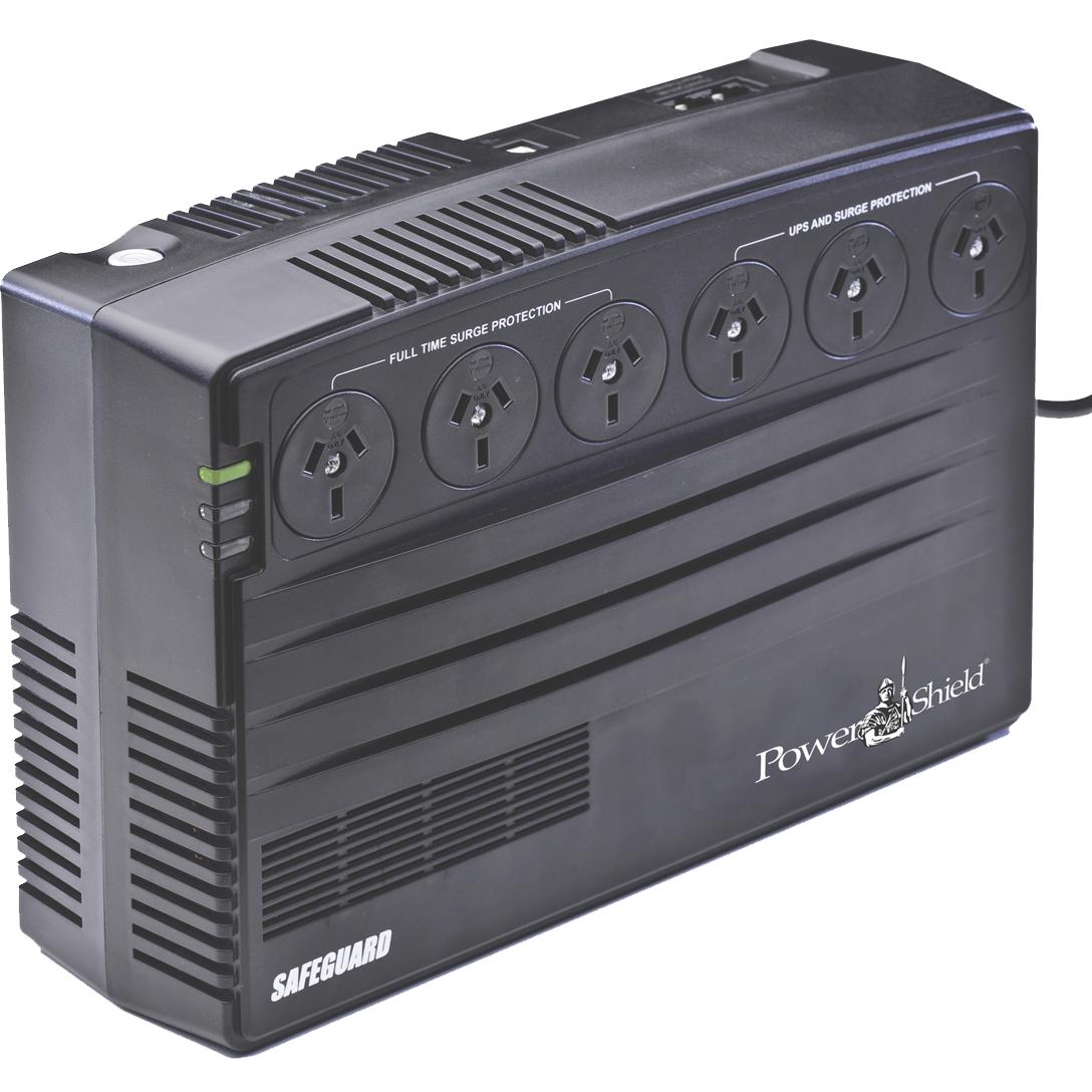 A large main feature product image of EX-DEMO PowerShield SafeGuard 750VA - AVR Line Interactive UPS 