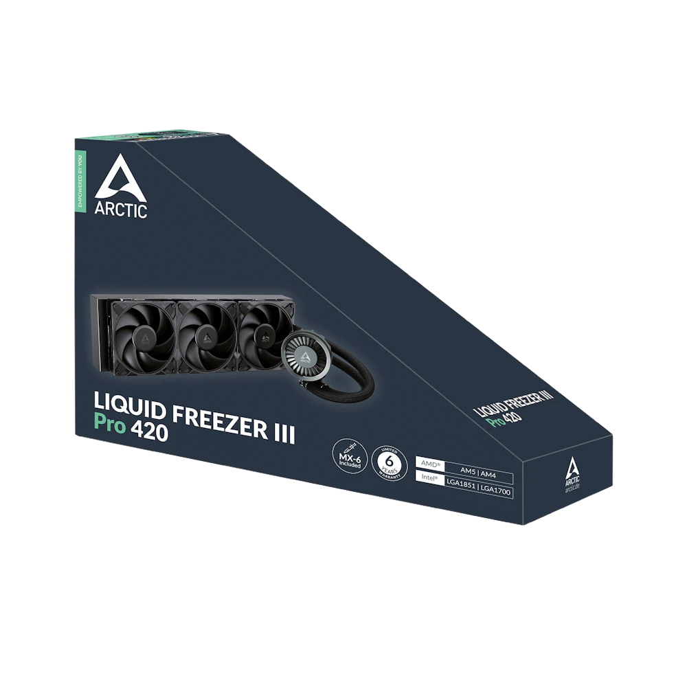 A large main feature product image of EX-DEMO ARCTIC Liquid Freezer III Pro 420mm AIO Liquid CPU Cooler (Black)