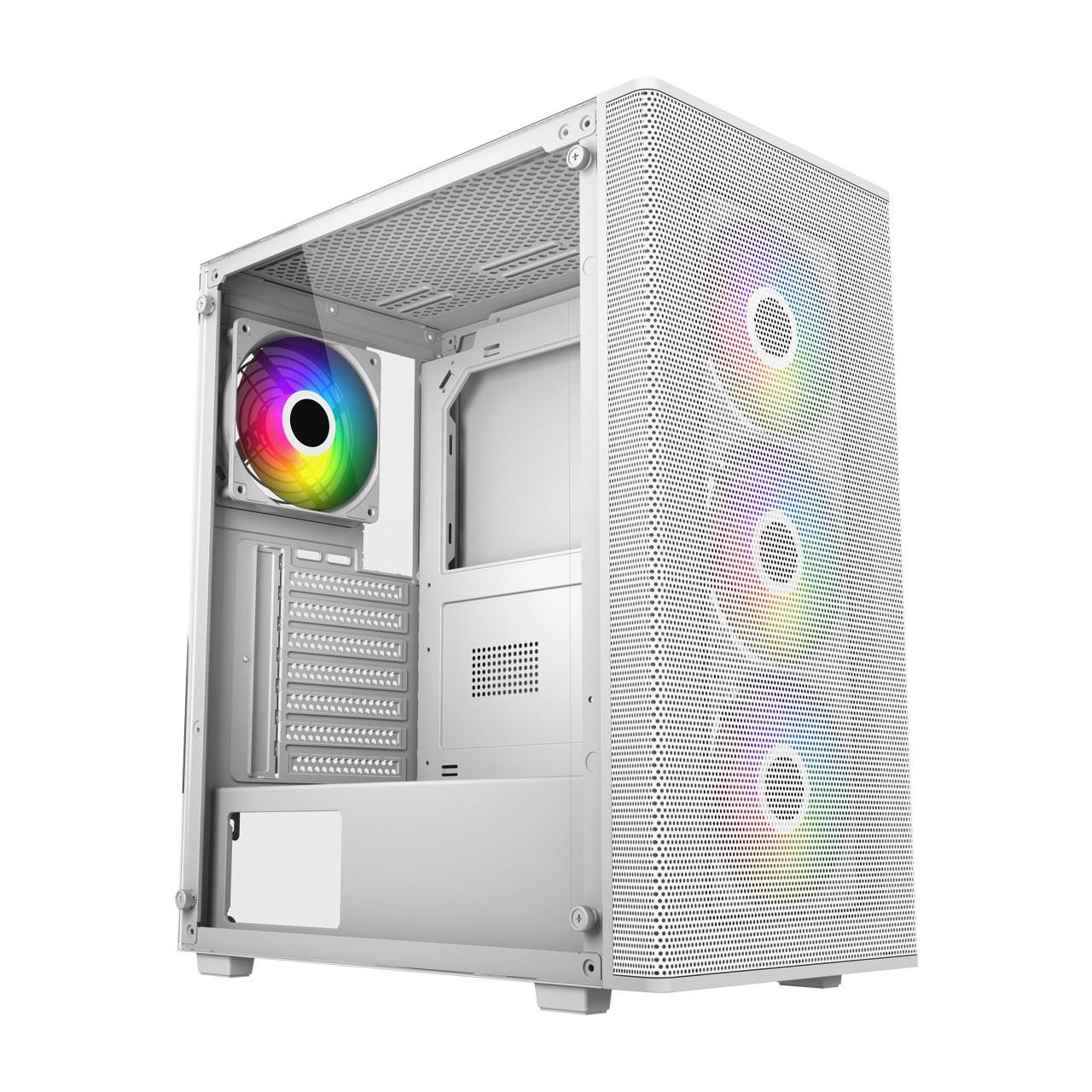 A large main feature product image of FSP M220 ARGB Mid Tower Case (White)